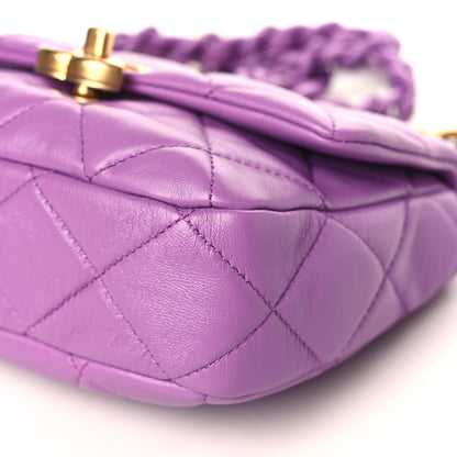 Chanel Lambskin Quilted Mini Lacquered Chain Flap Purple 9 of 9