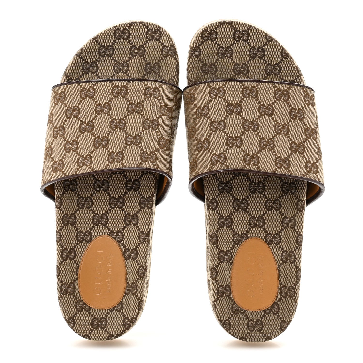 Gucci Canvas GG Monogram Mens Slide Sandals 11 Beige 2 of 10