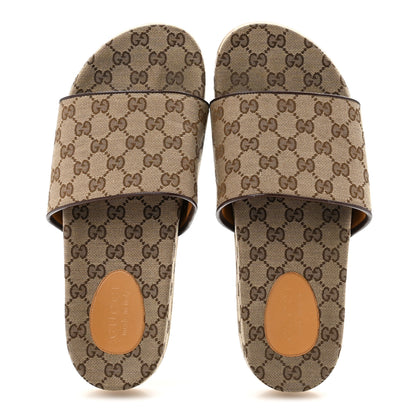 Gucci Canvas GG Monogram Mens Slide Sandals 11 Beige 2 of 10