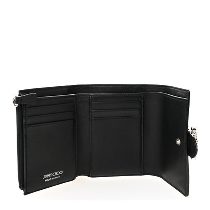 Jimmy Choo Calfskin Crystal Cheri Compact Wallet Black 5 of 7