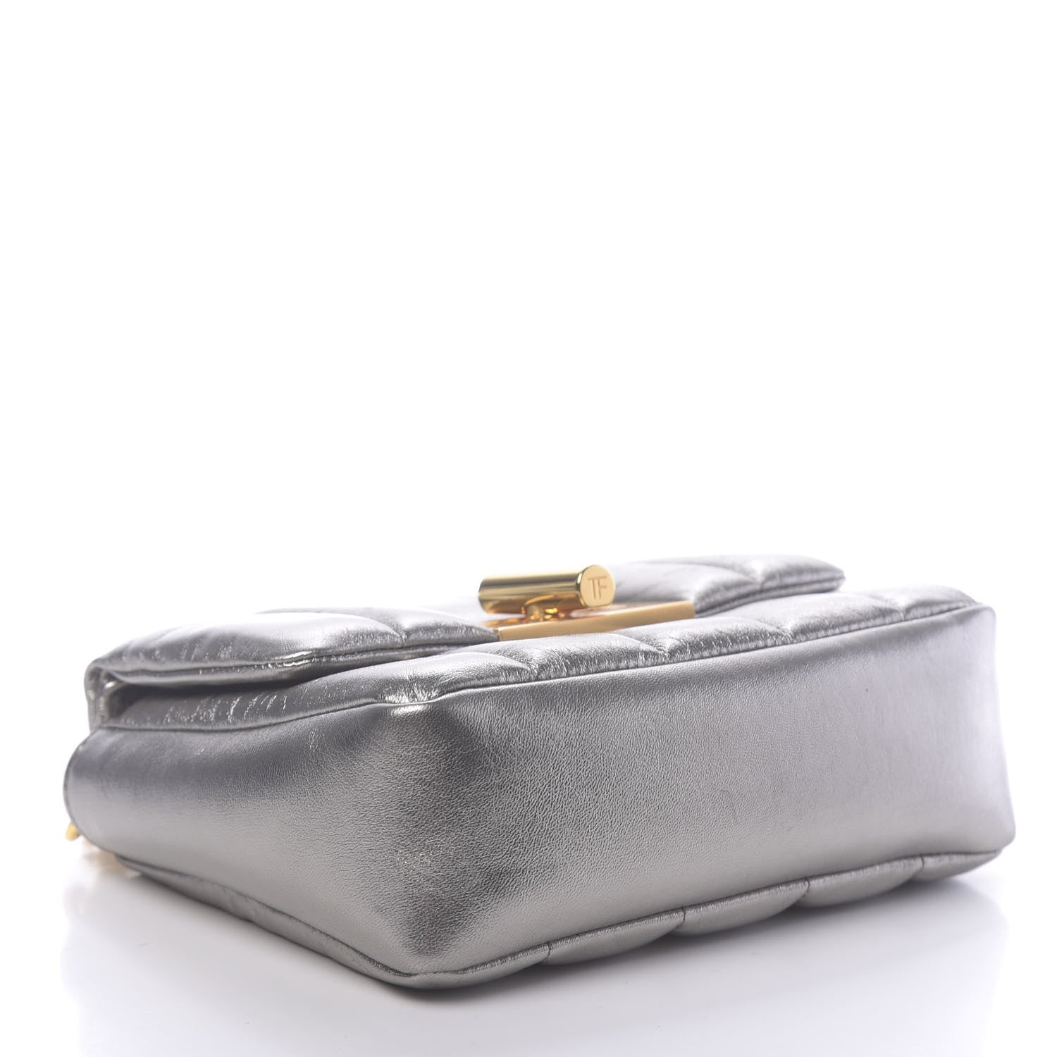 Tom Ford Metallic Soft Lambskin Quilted Small Natalia Chain Shoulder Bag Silver 4 of 11