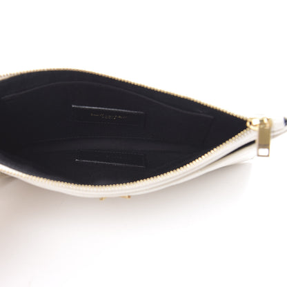 Saint Laurent Grain De Poudre Chevron Monogram Large Bill Pouch Blanc Vintage 5 of 8
