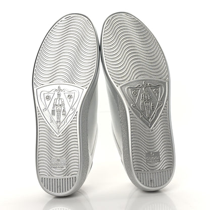 Gucci Metallic Nappa Interlocking G Perforated Mens Ace Sneakers 10 Argento 6 of 8