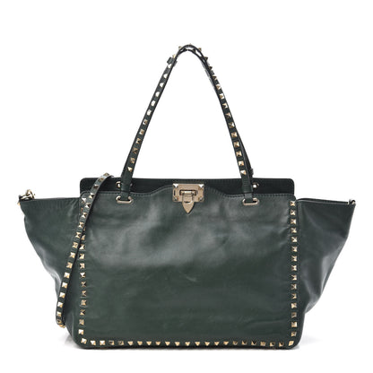 Valentino Garavani Vitello Medium Rockstud Tote Green 1 of 9