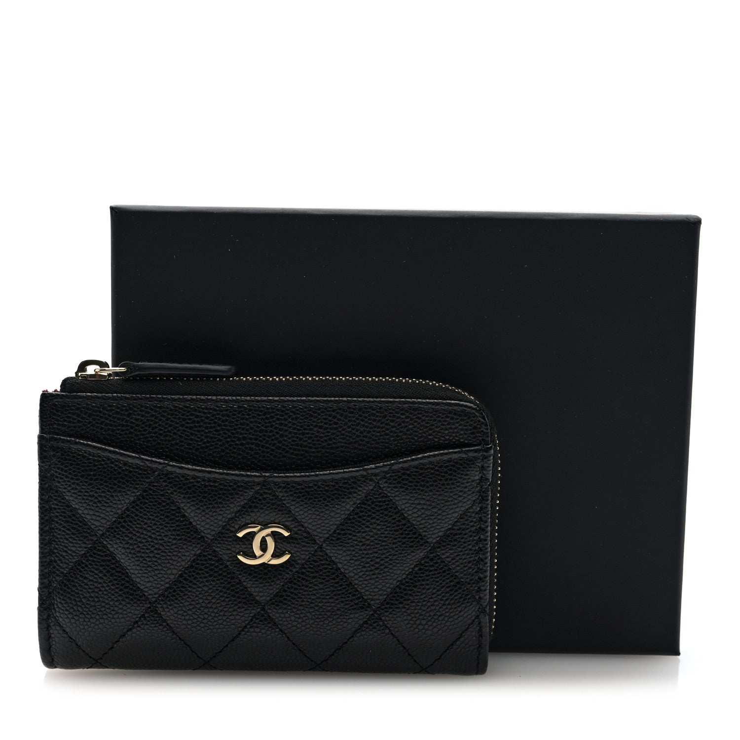 Chanel Caviar Quilted CC Zip Around Card Holder Black 8 of 8