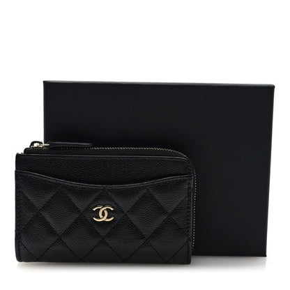 Chanel Caviar Quilted CC Zip Around Card Holder Black 8 of 8