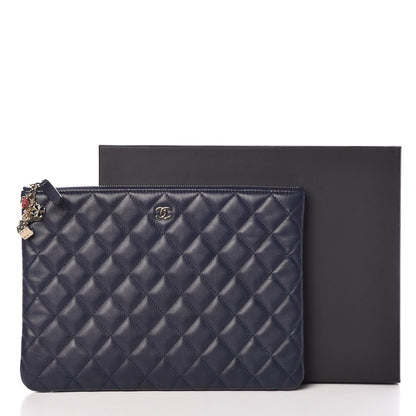 Chanel Lambskin Quilted Medium Casino Beauty CC Cosmetic Case Navy 9 of 9