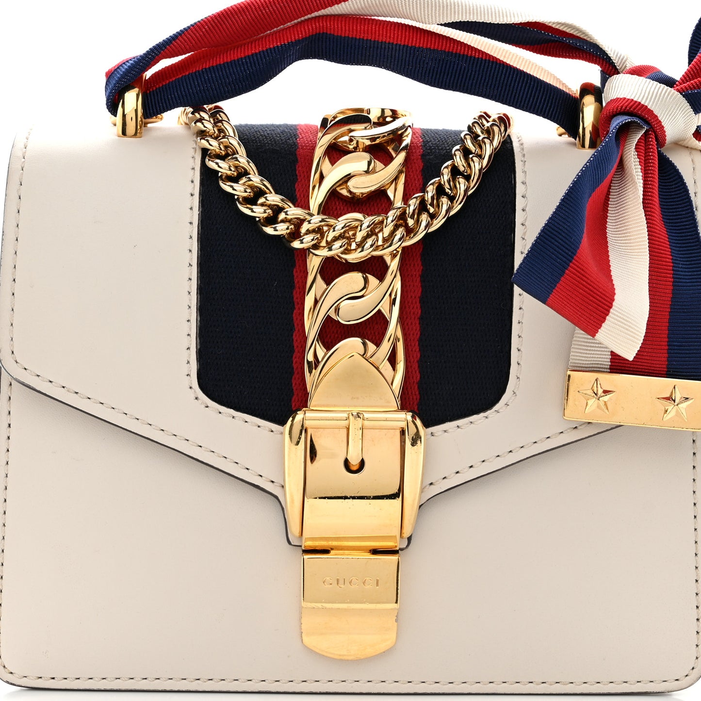 Calfskin Mini Sylvie Chain Shoulder Bag White