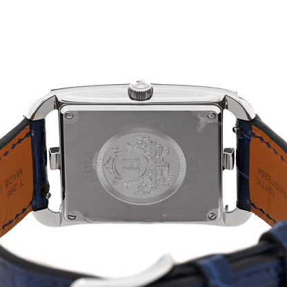 Hermes Stainless Steel Alligator Diamond Mother of Pearl 29mm Cape Cod Quartz Watch Bleu Saphir 4 of 7