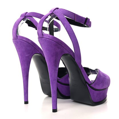 Saint Laurent Kid Scamosciato Tribute 105 Open Toe Platform Sandals 39 Purple 4 of 8