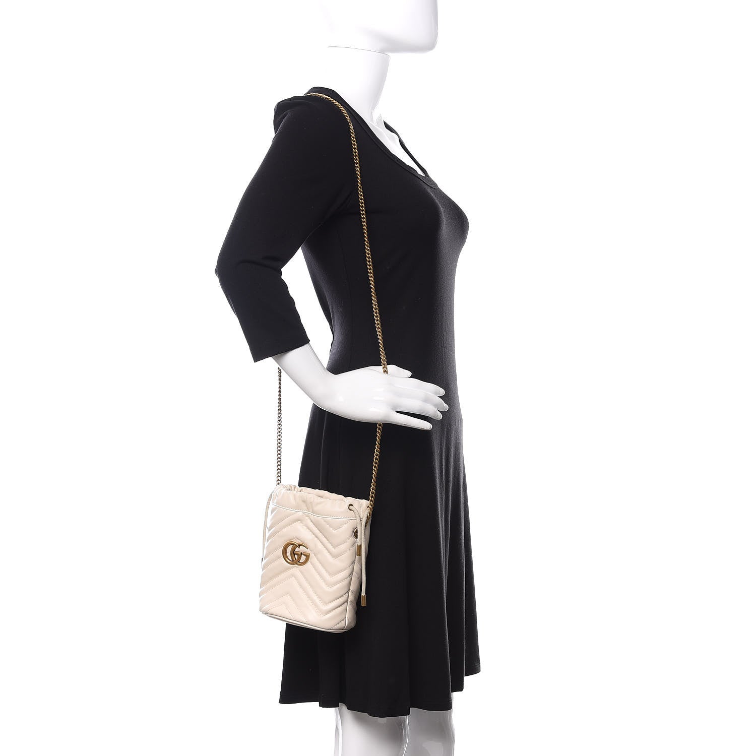 Gucci Calfskin Matelasse Mini GG Marmont 2.0 Bucket Bag White 2 of 11