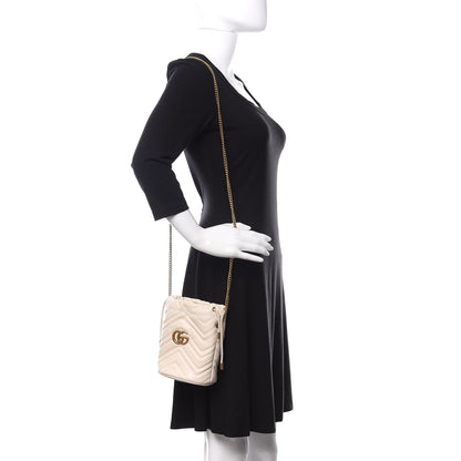 Gucci Calfskin Matelasse Mini GG Marmont 2.0 Bucket Bag White 2 of 11