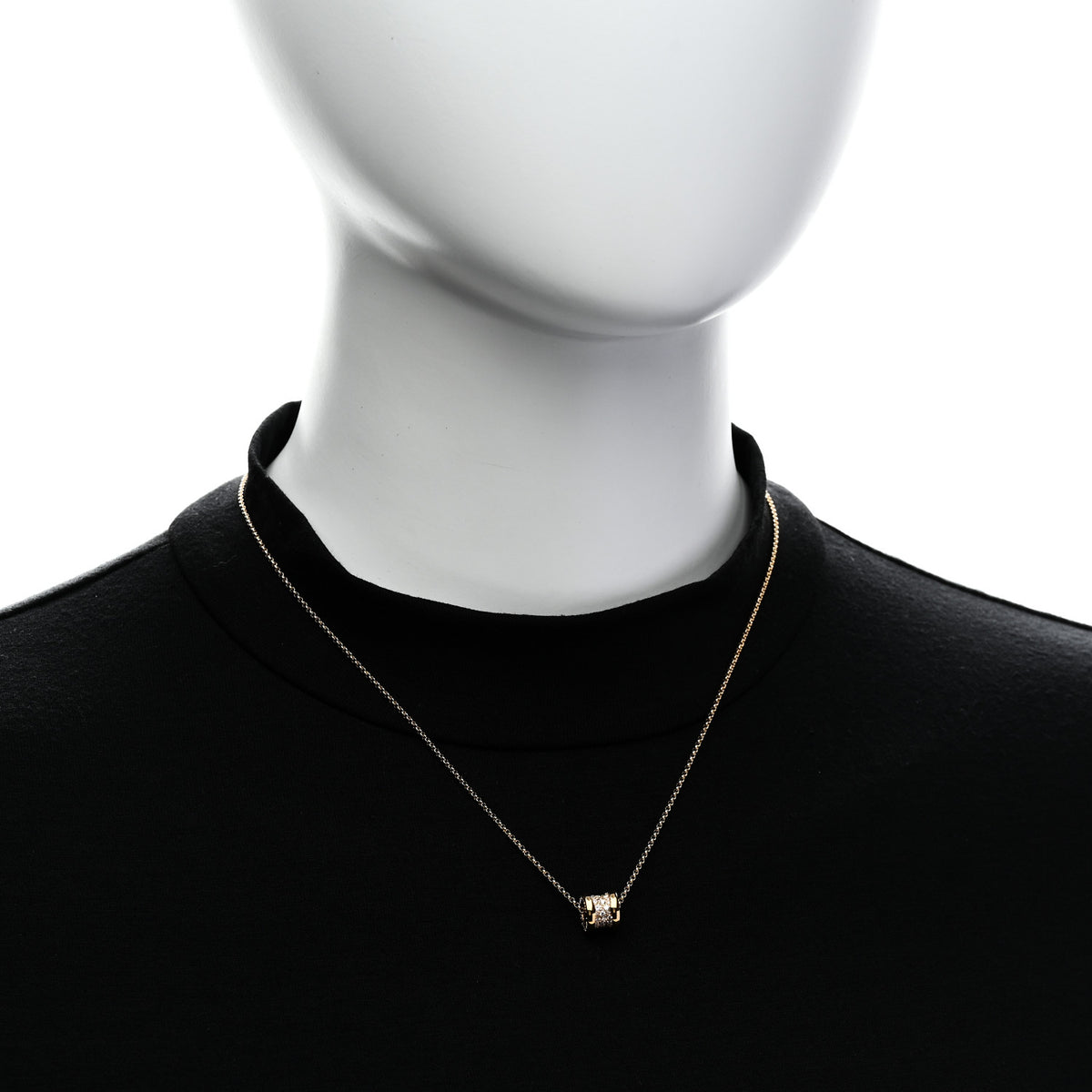 18K Yellow Gold Diamond Small B.Zero1 Pave Pendant Necklace