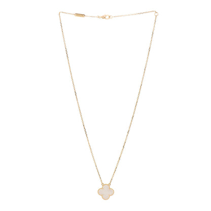 Van Cleef & Arpels 18K Yellow Gold Mother of Pearl Vintage Alhambra Pendant Necklace 2 of 4