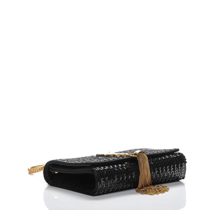Saint Laurent Sequin Small Classic Monogram Kate Tassel Satchel Black 4 of 7