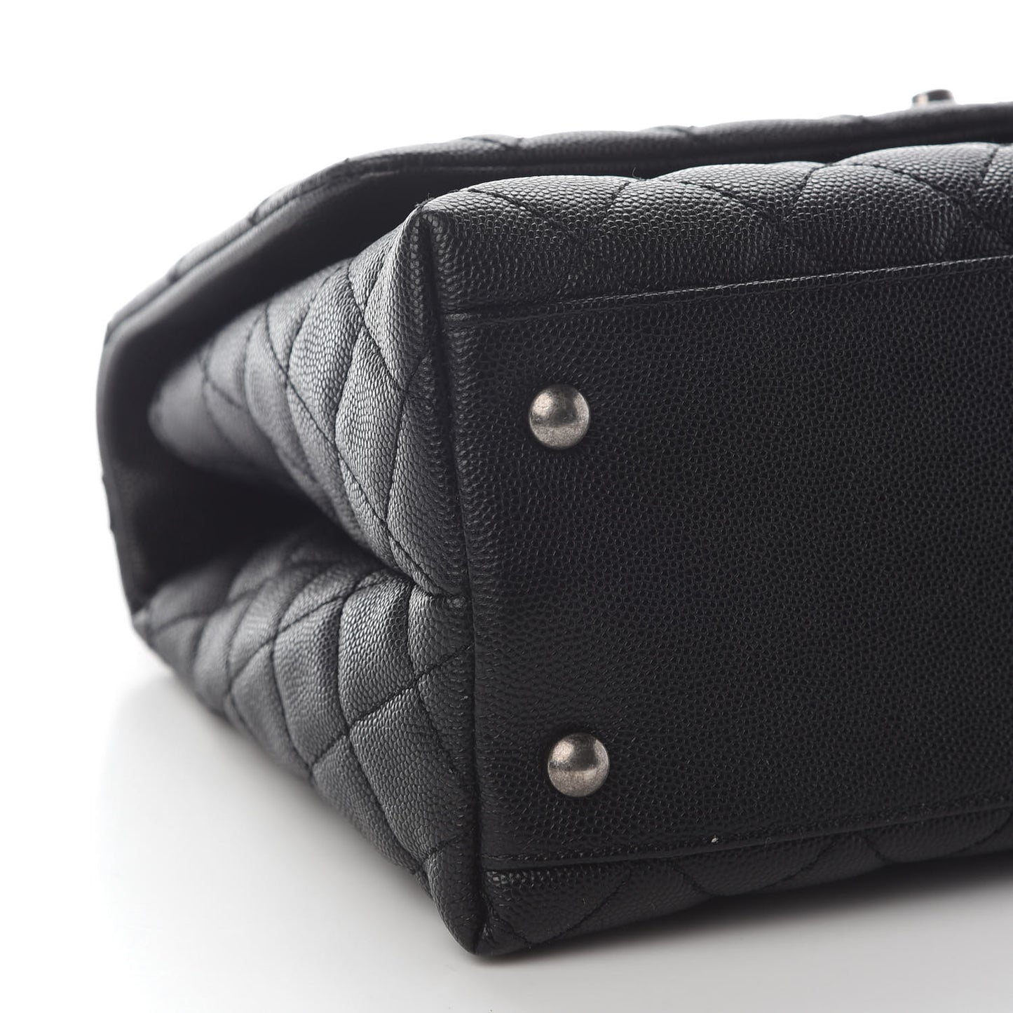 Caviar Lizard Quilted Small Coco Handle Flap Black