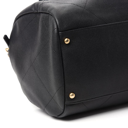 Chanel Grained Calfskin Lambskin Quilted Large Bowling Bag Black 6 of 10