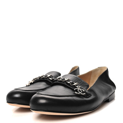Chanel Lambskin CC Chain Mocassin Loafers 39 Black 3 of 8