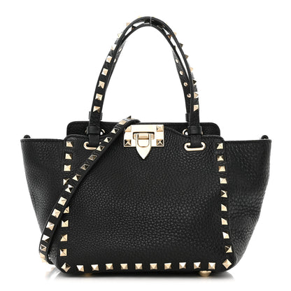 Valentino Garavani Pebbled Calfskin Mini Rockstud Tote Black 1 of 9