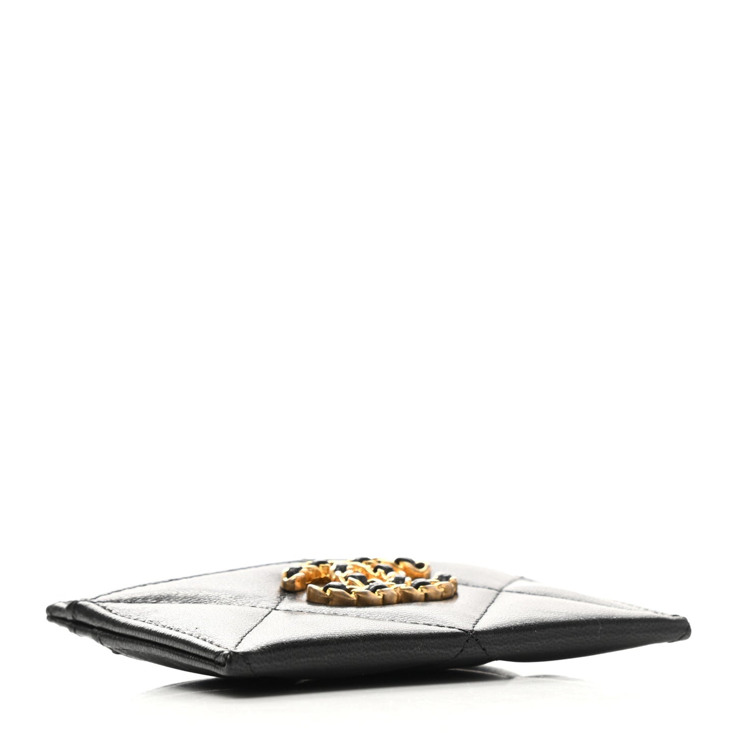 Lambskin Quilted Chanel 19 Card Holder Black