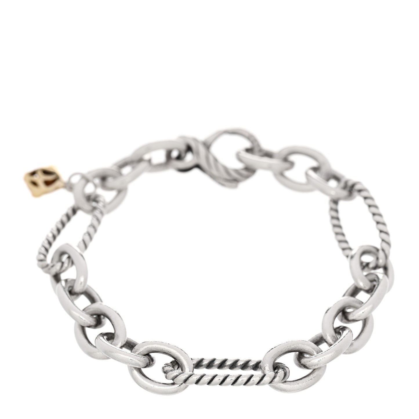 Sterling Silver 18K Yellow Gold Elongated Link Chain Bracelet