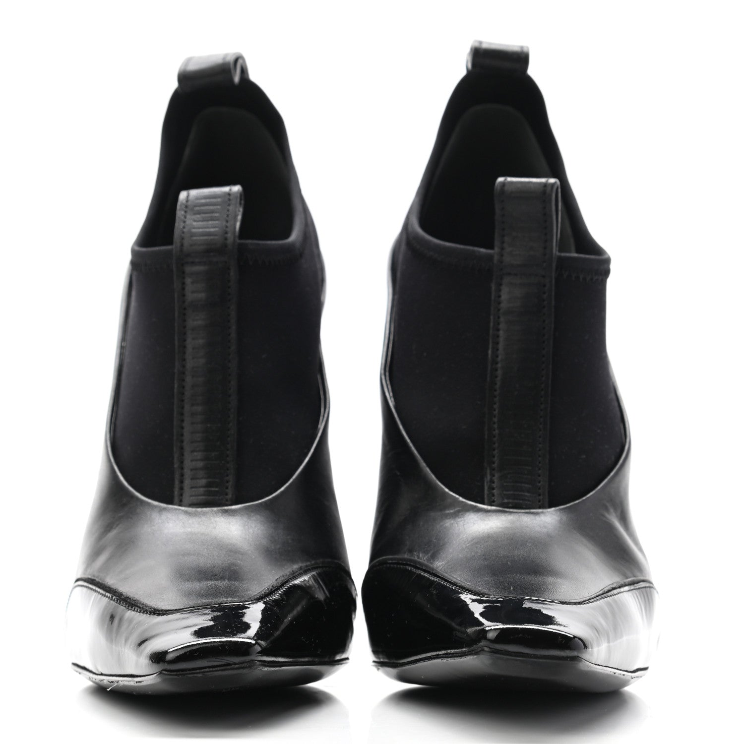 Balenciaga Neoprene Patent Calfskin Scuba Wedge Ankle Boots 38.5 Black 2 of 10
