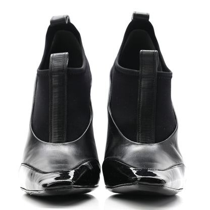 Balenciaga Neoprene Patent Calfskin Scuba Wedge Ankle Boots 38.5 Black 2 of 10