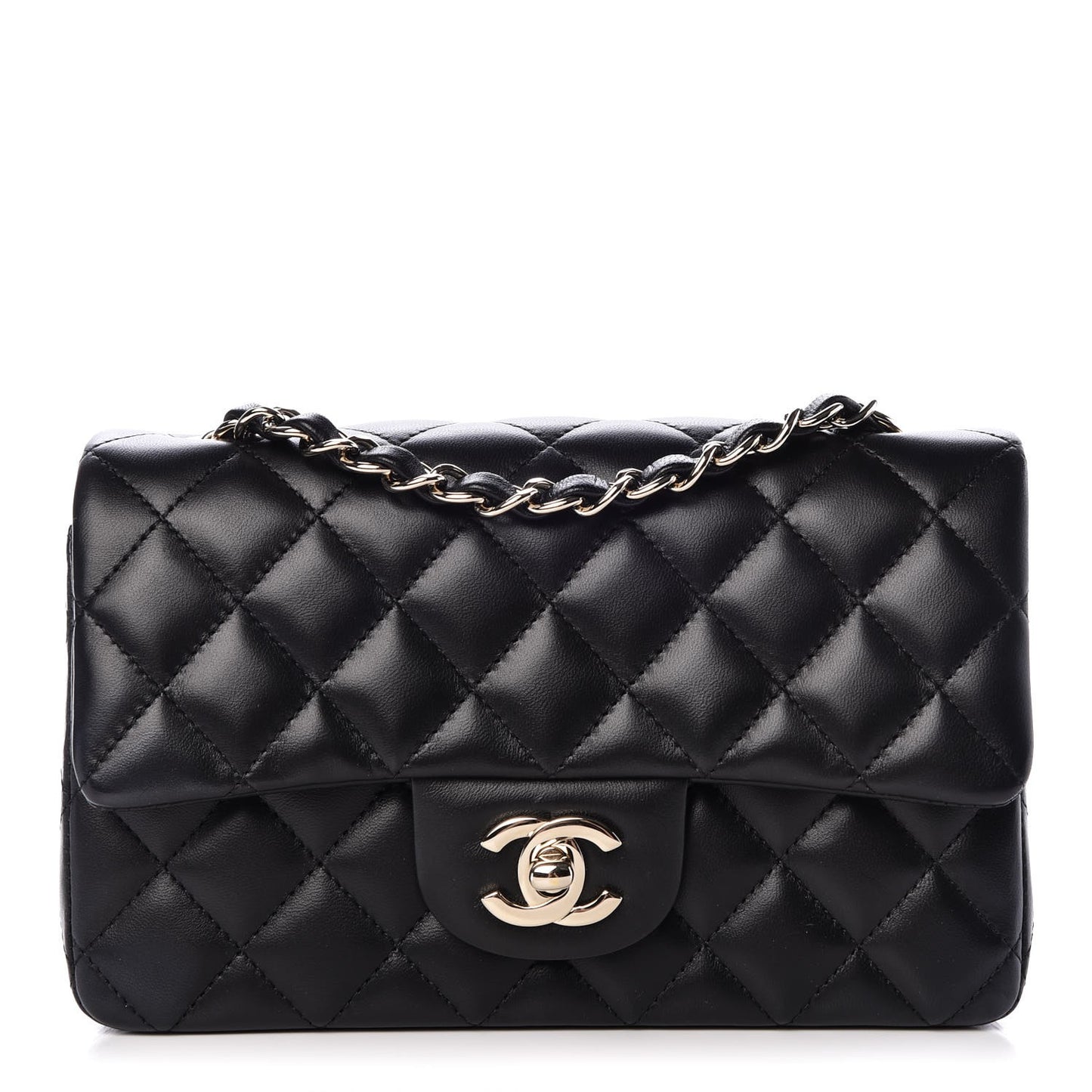 Lambskin Quilted Mini Rectangular Flap Black