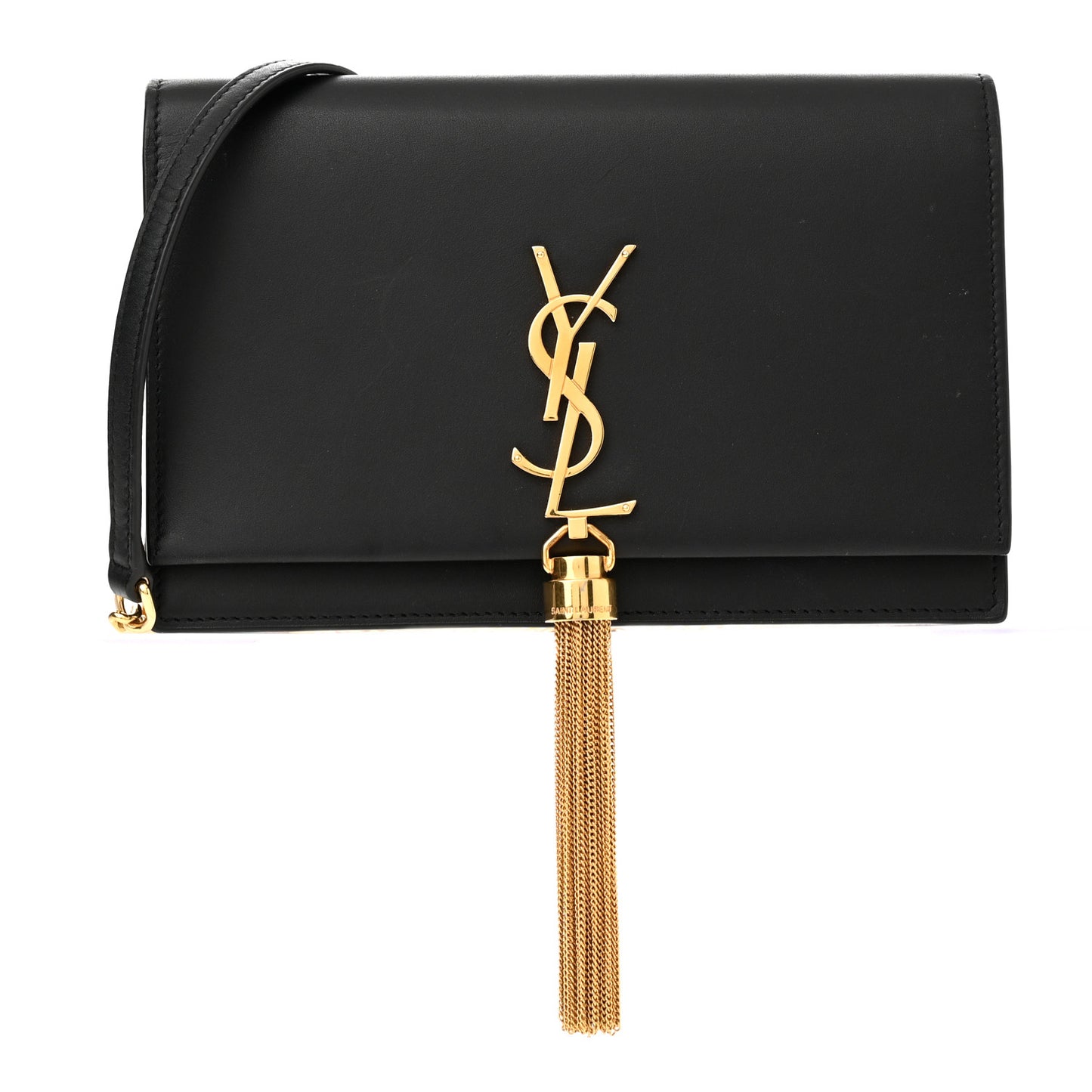 Smooth Calfskin Classic Monogram Kate Tassel Chain Wallet Black