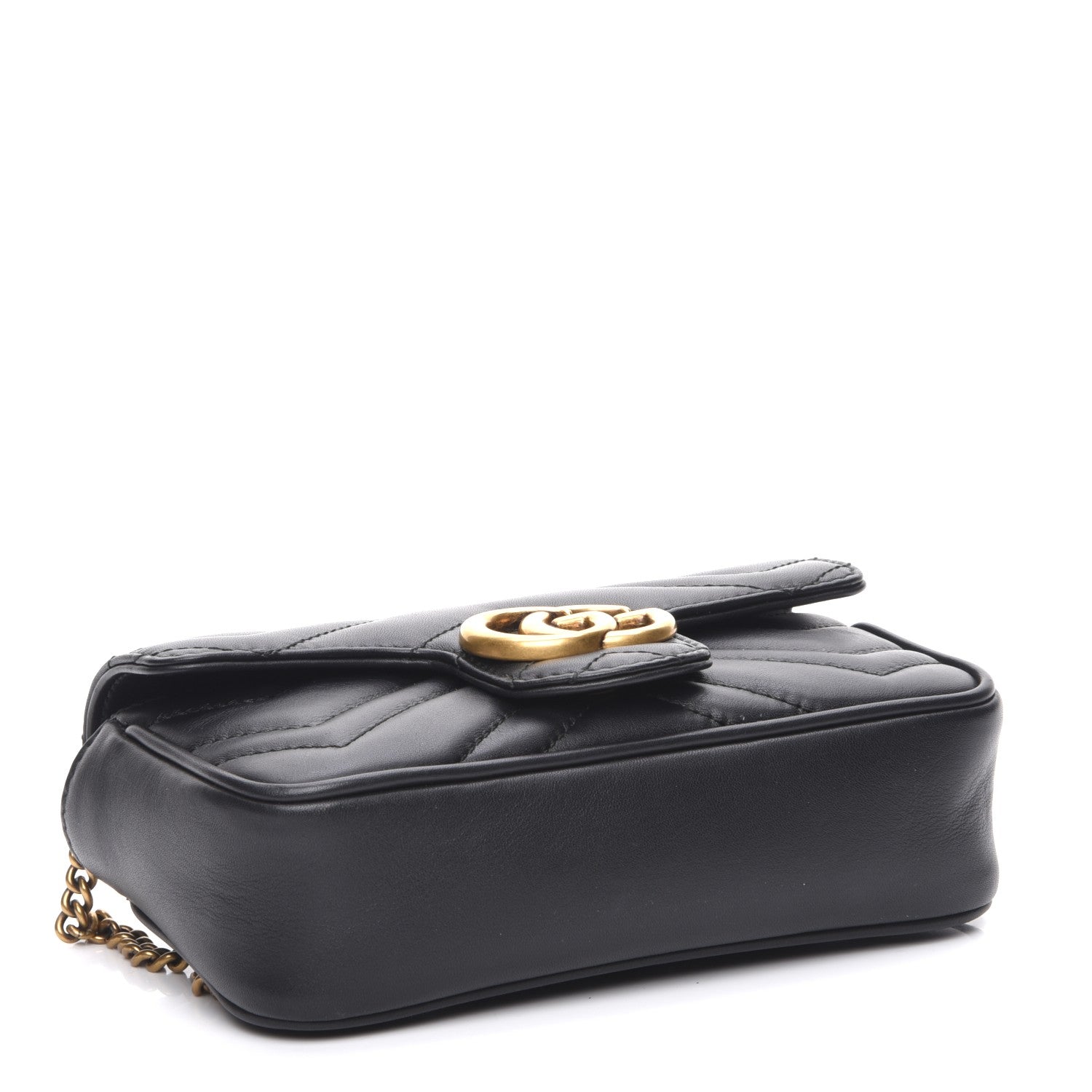 Gucci Calfskin Matelasse Super Mini GG Marmont Shoulder Bag Black 4 of 8