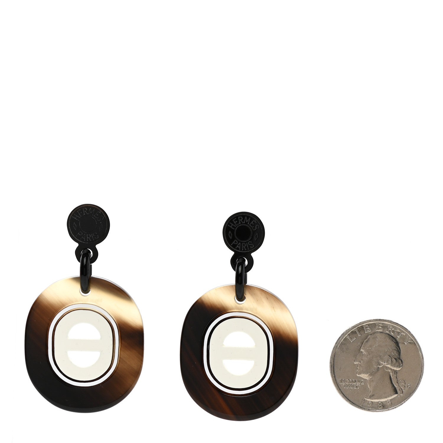 Hermes Buffalo Horn Fidelio Virage Earrings Ivoire 2 of 5