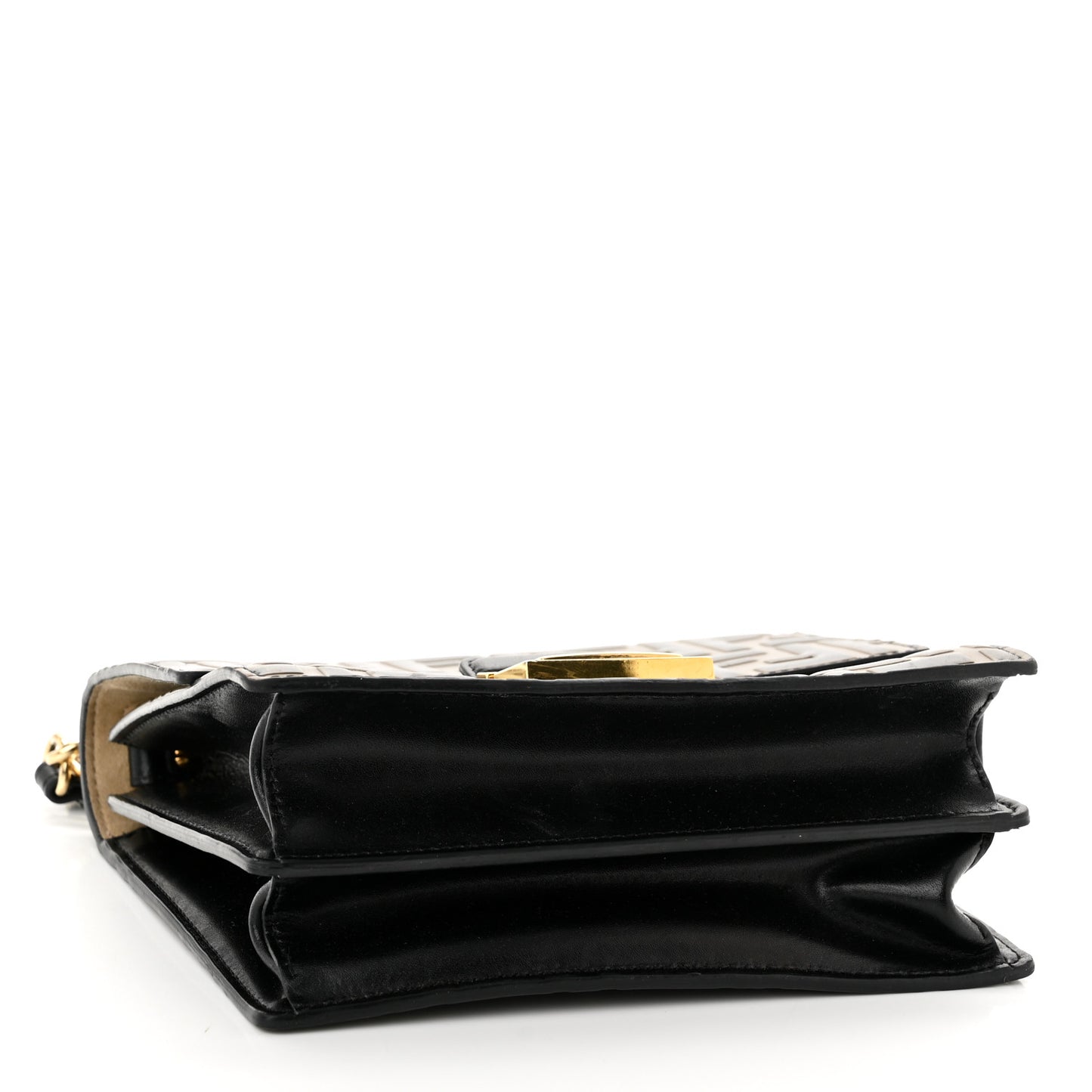 Vitello Liberty Bi-Color FF 1974 Embossed Small Kan U Shoulder Bag Maya Black