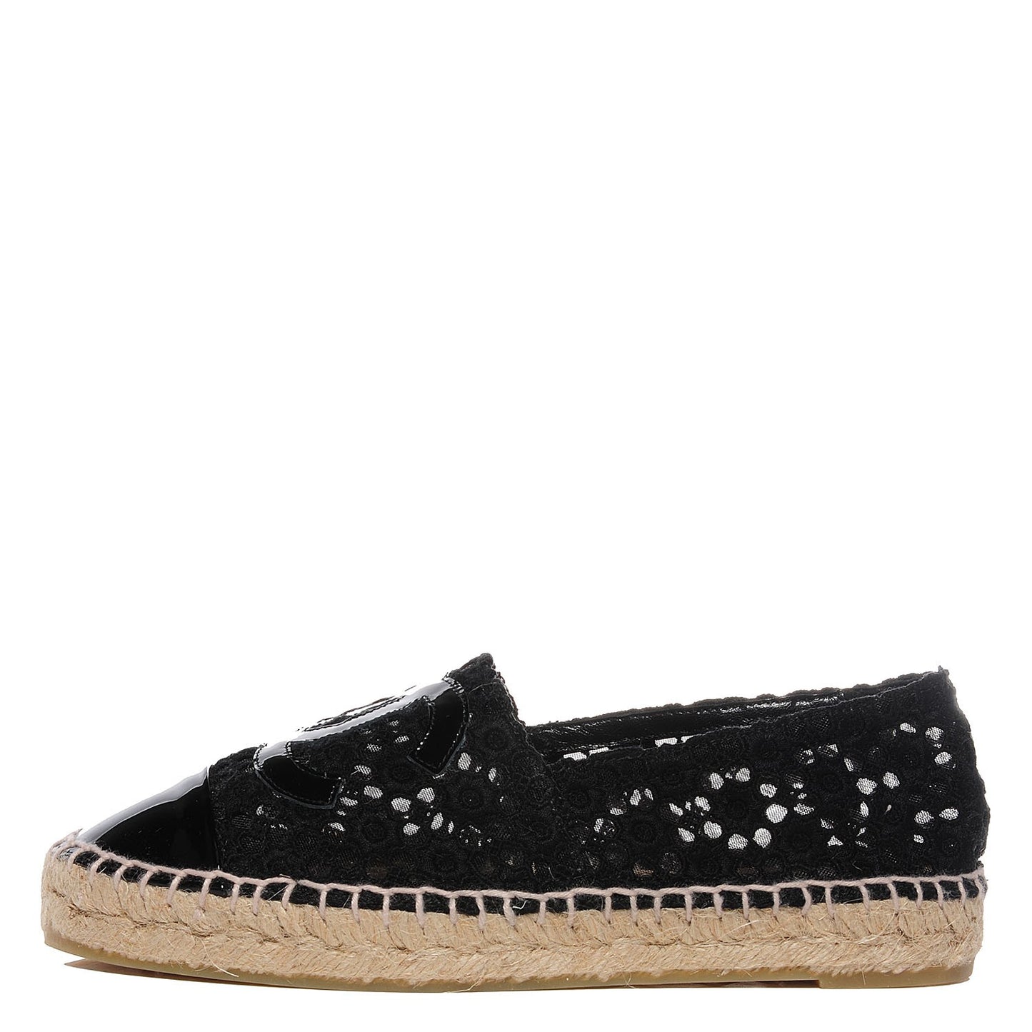 Lace Patent CC Espadrilles 36 Black