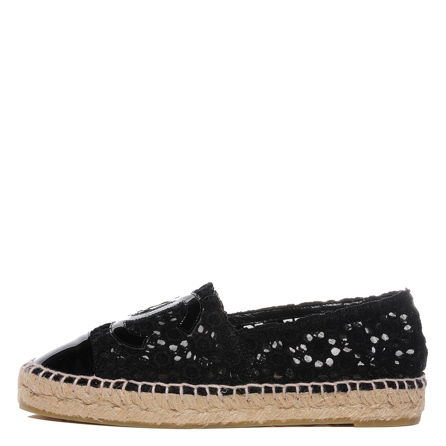 Chanel Lace Patent CC Espadrilles 36 Black 1 of 7