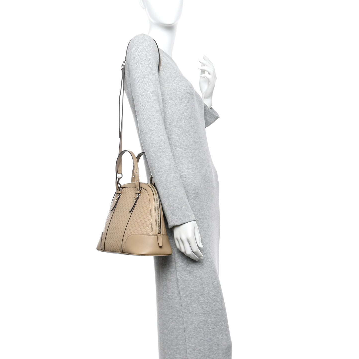 Microguccissima Small Nice Top Handle Dome Bag Beige