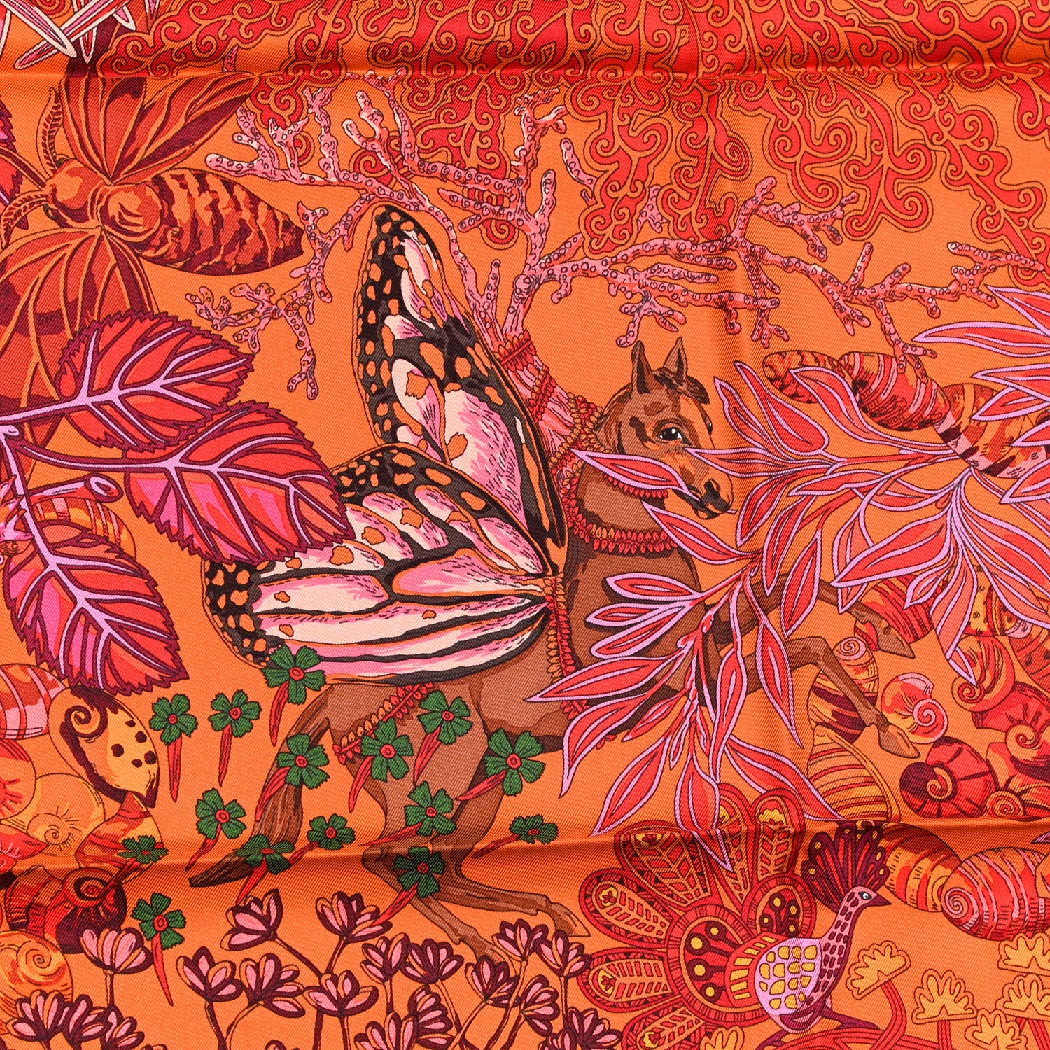 Hermes Silk Printed Mythes et Metamorphoses Scarf 90 Orange Rouge Vif Brique 3 of 5