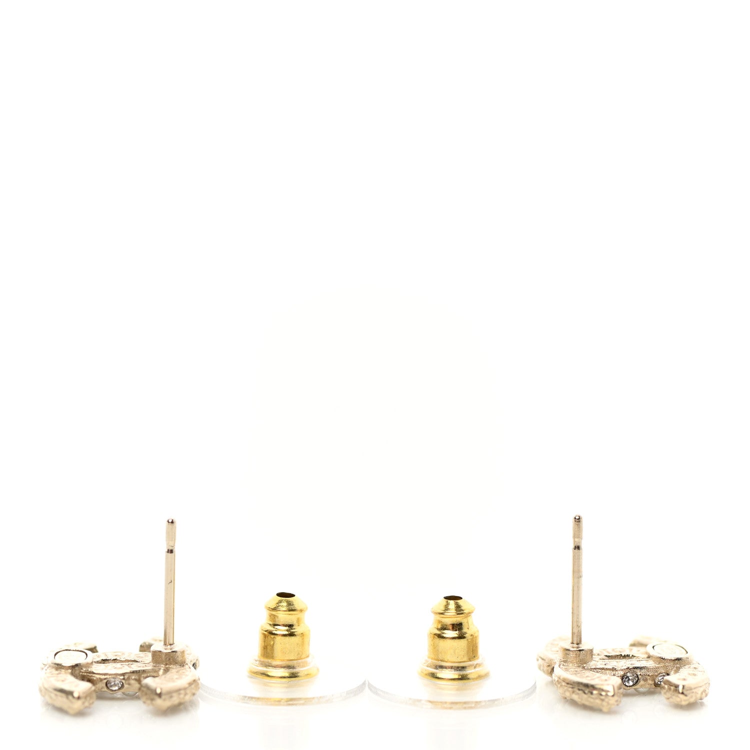 Chanel Pearl Crystal CC Earrings Light Gold 3 of 5