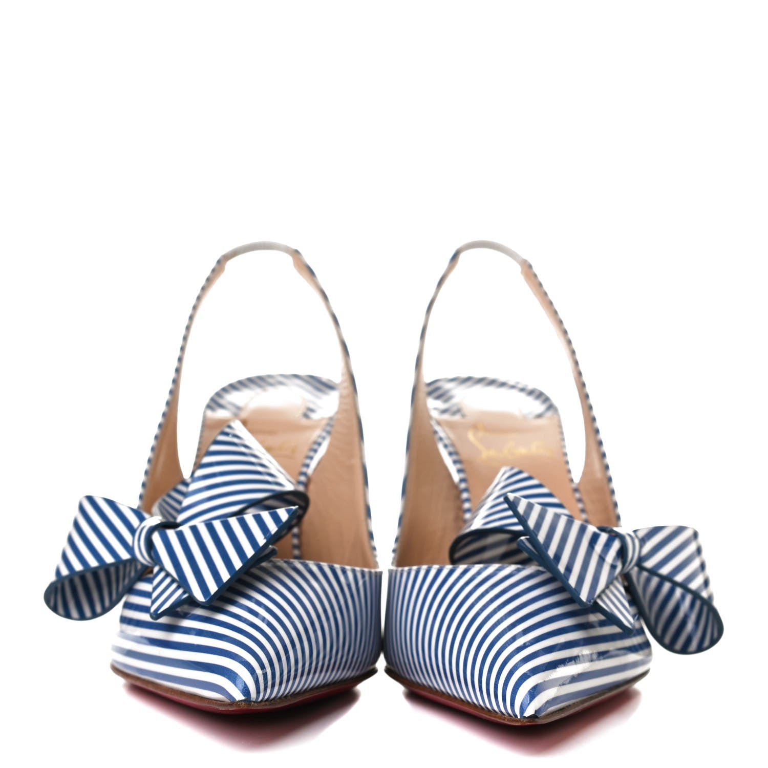 Christian Louboutin Patent Stripes Clare Nodo 80 Pumps 36 Jeans White 2 of 10