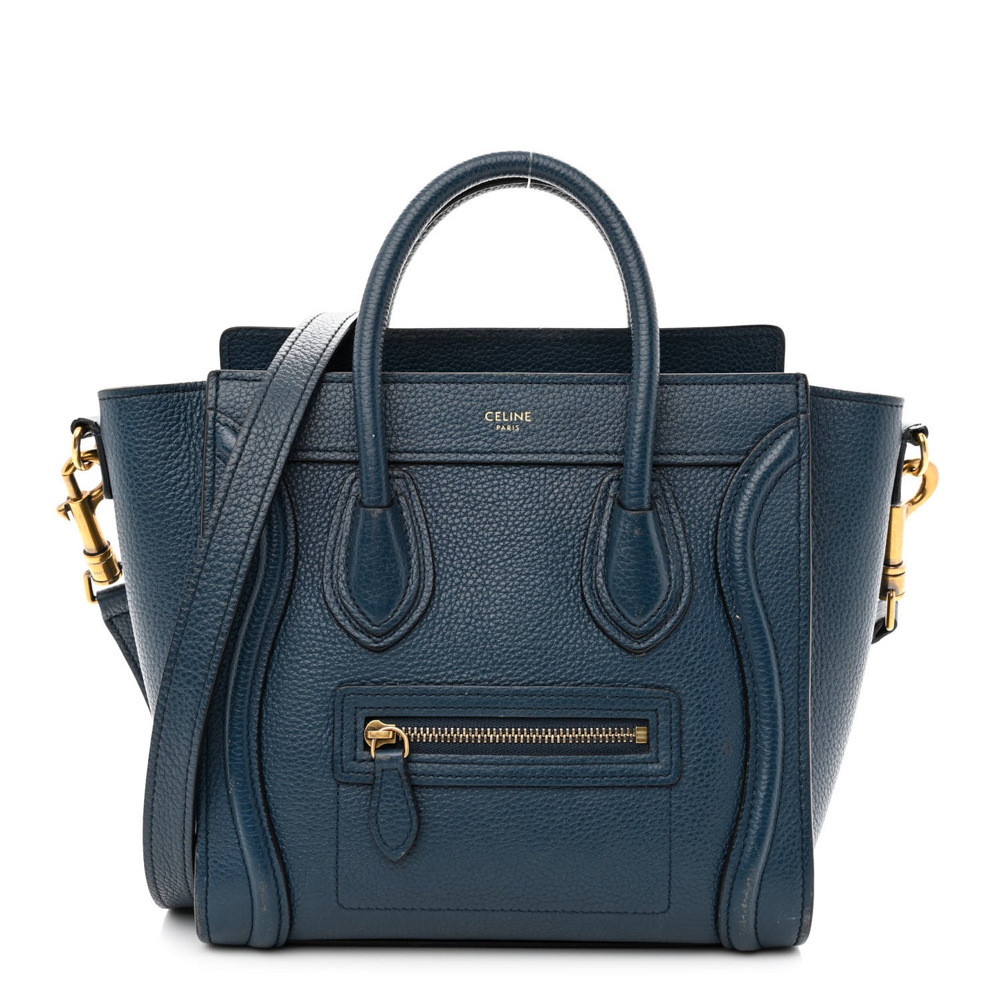 Baby Drummed Calfskin Nano Luggage Blue