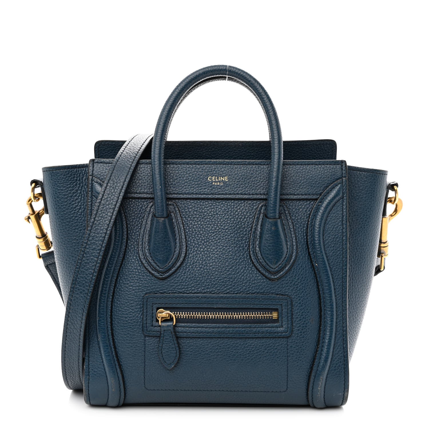 Celine Baby Drummed Calfskin Nano Luggage Blue 1 of 15