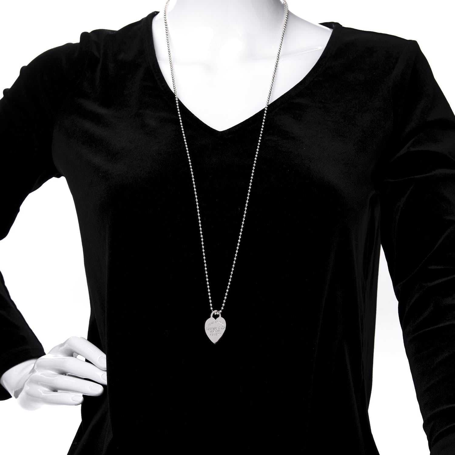 Tiffany Sterling Silver Long Return to Tiffany Heart Pendant Necklace 2 of 6