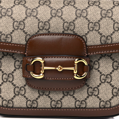 Gucci GG Supreme Monogram Web Mini Horsebit 1955 Shoulder Bag Beige Brown Sugar 9 of 11