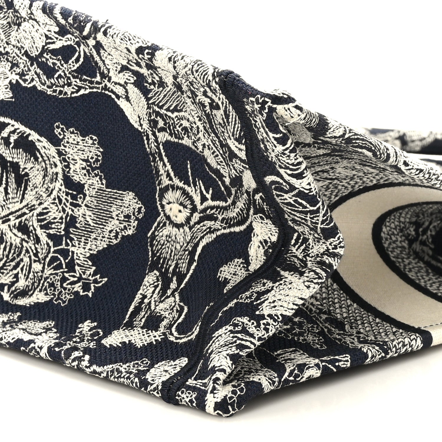 Christian Dior Canvas Embroidered Medium Toile De Jouy Reverse Book Tote Blue 9 of 9