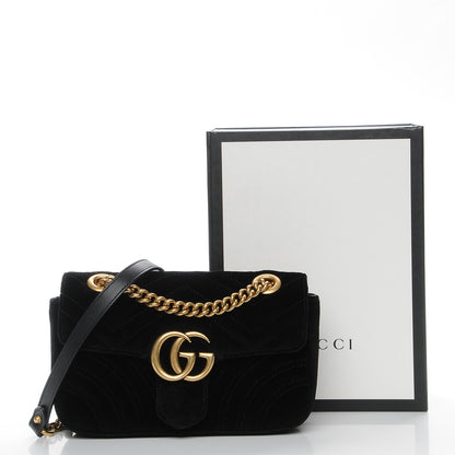 Gucci Velvet Matelasse Mini GG Marmont Shoulder Bag Black 8 of 8