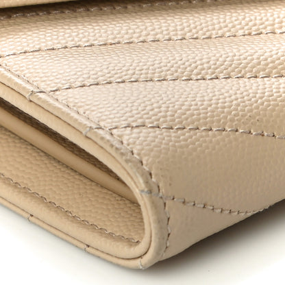 Saint Laurent Grain De Poudre Matelasse Chevron Monogram Flap Wallet Taupe 8 of 9