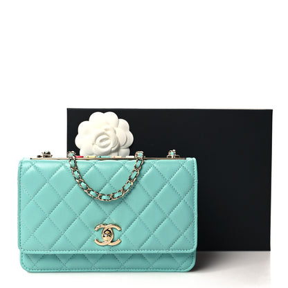 Chanel Lambskin Quilted Trendy CC Wallet On Chain WOC Turquoise 13 of 13