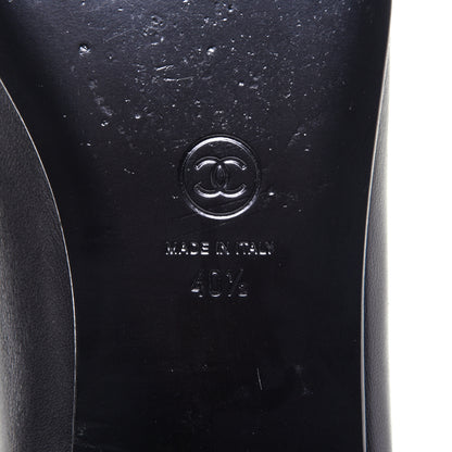 Chanel Lambskin Patent Cap Toe Ballerina Flats 40.5 Black 10 of 13