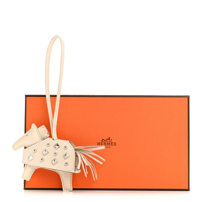 Hermes Milo Lambskin Studded Grigri Rodeo Robeo Rock Horse Bag Charm PM Craie 4 of 4