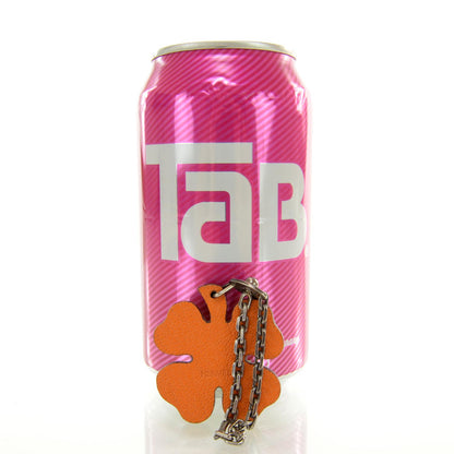 Hermes Chevre Lucky Clover Key Chain Vert Anis Orange 2 of 5