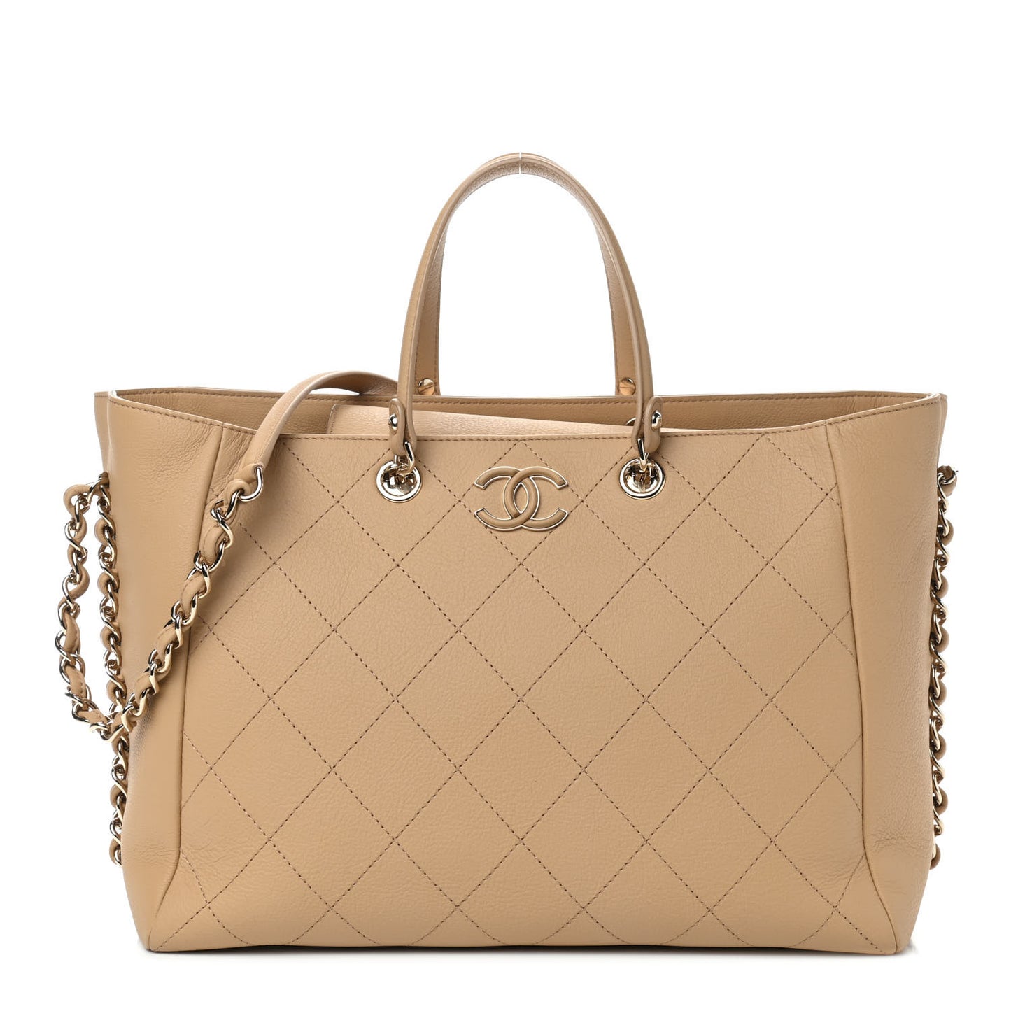 Bullskin Stitched Medium Shopping Bag Beige